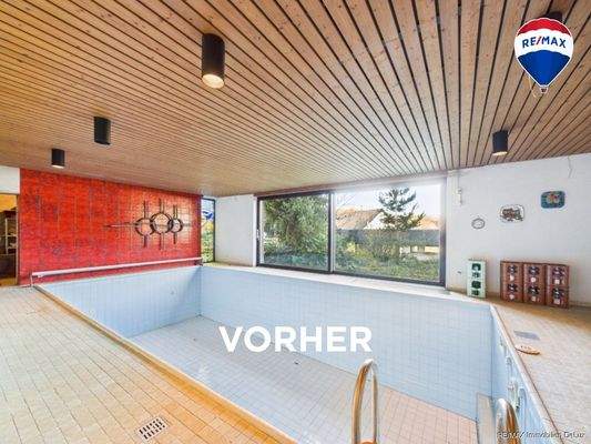 RE/MAX Immobilien DeLux Wohn-Geschäftshaus Merzig Innenpool vorher