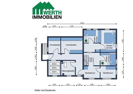 Grundriss Souterrain und Kellergeschoss