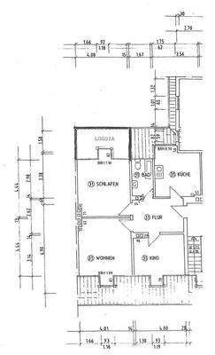 Grundriss der Wohnung bemaßt