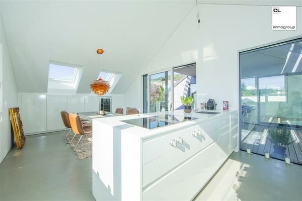 Hochwertige Küche mit Terrassenzugang