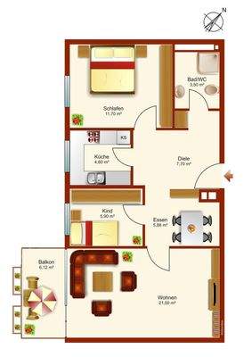 Grundriss der Wohnung 