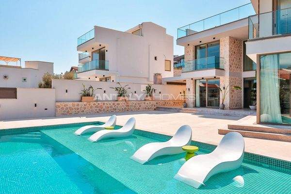 Panoramic Sea View 4-Story Villa in Kalkan Antalya
