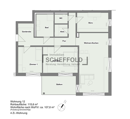 Grundriss Whg Nr. 8 (Variante 4,5 Zimmer)