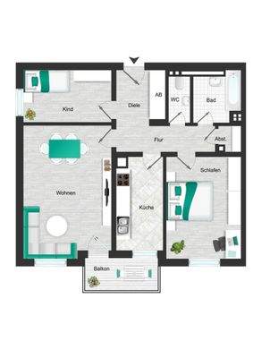 Wohnungsgrundriss Bell7