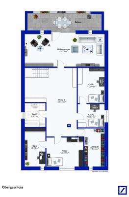 Grundriss Obergeschoss möbliert