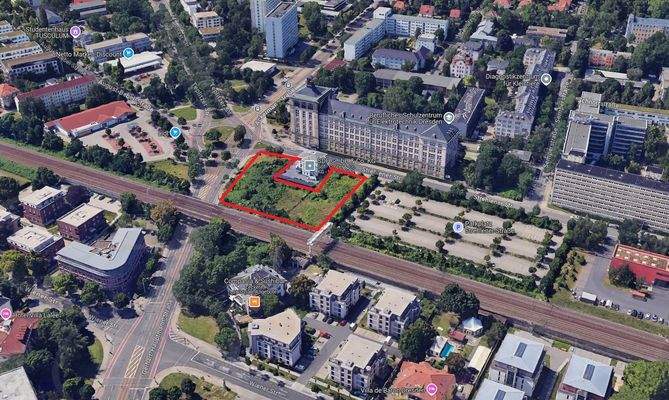 Luftbild Ansicht Süd - Markierung