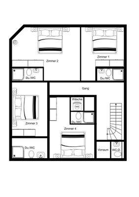 Grundriss Hotelzimmer 1. OG