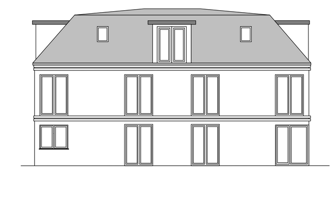 Systemdarstellung Gebäude / Fenster / Dach; zum Nachbargrundstück