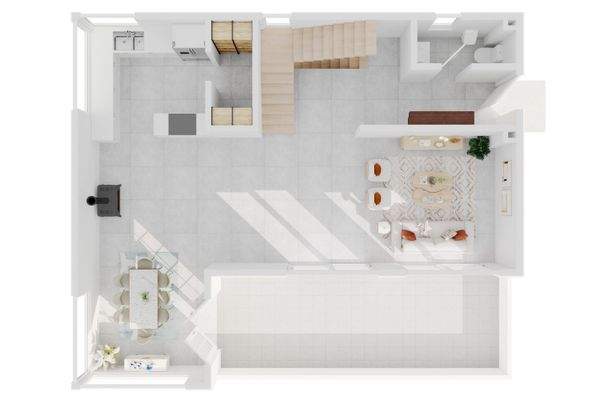 3D Grundriss Erdgeschoss