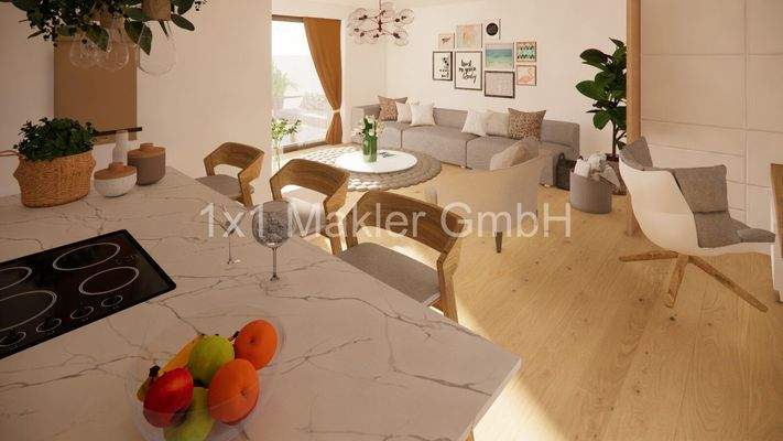 Projektbild Kochinsel mit Wohnbereich