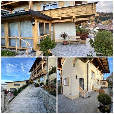 gepflasterte Wege rund ums Haus