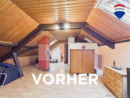 RE/MAX Immobilien DeLux Zweifamilienhaus Wadern-Lockweiler Dachgeschoss vorher