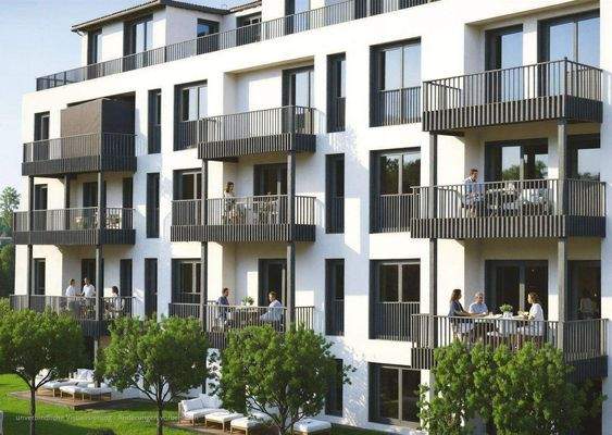 Südwestseite des Wohnhauses mit großzügigen Balkon