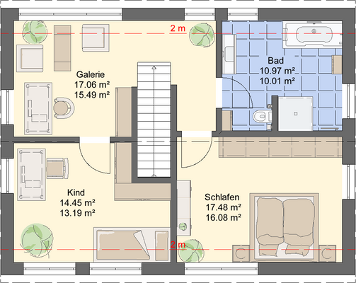 mit Bad, Kizi, SZ und der Galerie zum Erholen