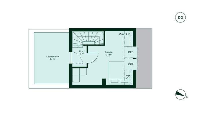 Großzügiges Schlafzimmer mit angrenzender Dachterr