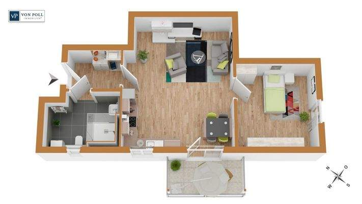 Grundriss Wohnung 22 mit knapp 51 m²