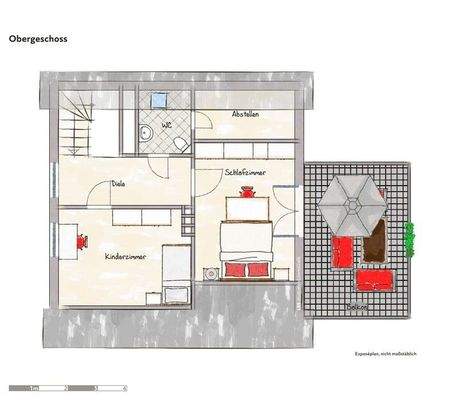 Grundriss Obergeschoss, beispielhaft
