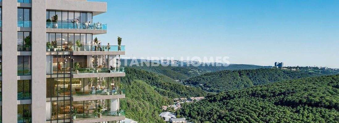 Forest-View Apartments in a Prestigious Complex in Istanbul Sariyer