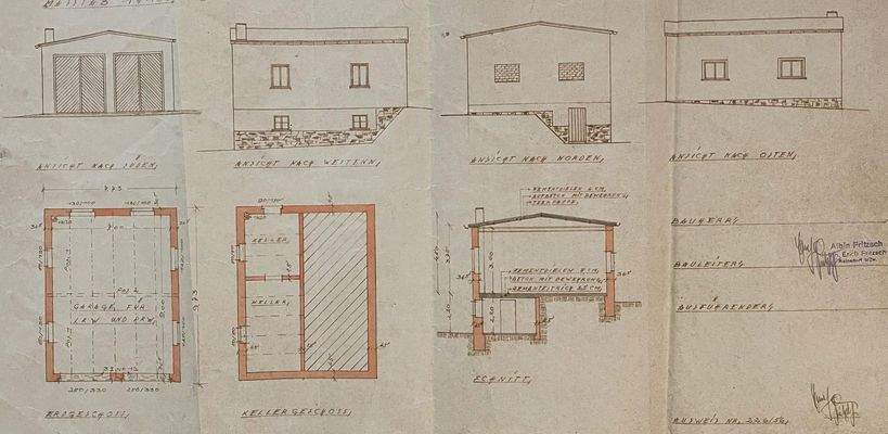 Grundriss und Ansichten Garage