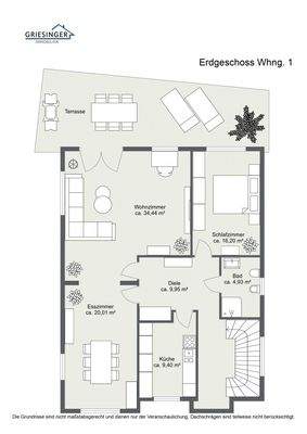 2D Grundriss - Erdgeschoss Whng. 1