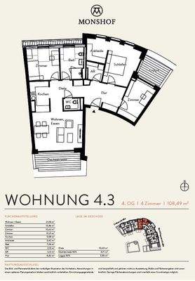 Grundriss Wohnung Nr. 41 (4.3)