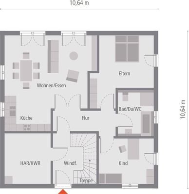 Grundriss_EG_ZweiRaum 02_Zweifamilienhaus