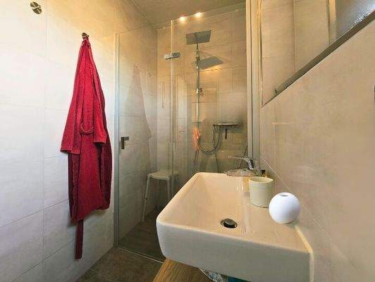 Modernes Duschbad mit klarer Linienführung