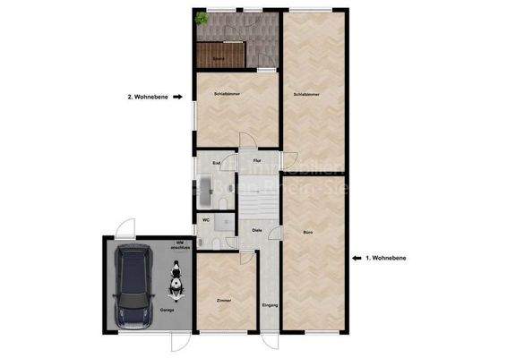 3619 Grundriss 1 und 2 Wohnebene leer