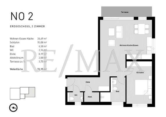 *Weiterer Grundriss BA 2 Whg 02 72,15 m²