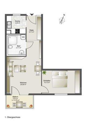 Grundriss Whg 7 - 1. OG