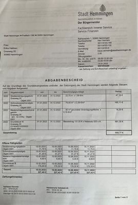 Gebühren an die Gemeinde