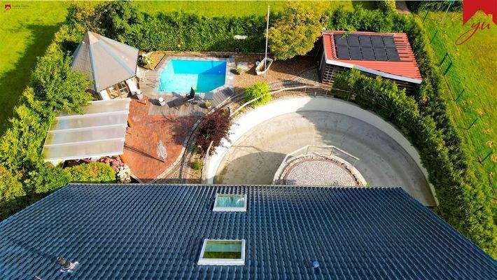 Vogelperspektive hinterer Gartenbereich