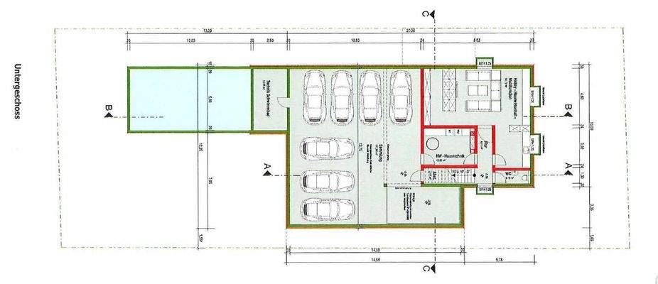 Grundriss UG  Neubau mit bis zu 8 TG Stellplätzen