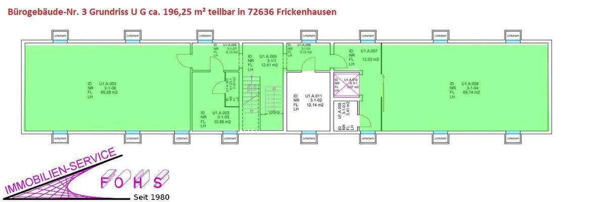 Büro-/Gewerbe-Etage: Grundriss UG 196,25 ²