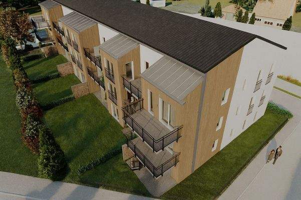 Moderne Wohnanlage mit Holz- und Putzfassade_4