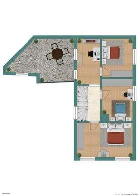 Grundriss-Skizze Obergeschoss mit Terrasse