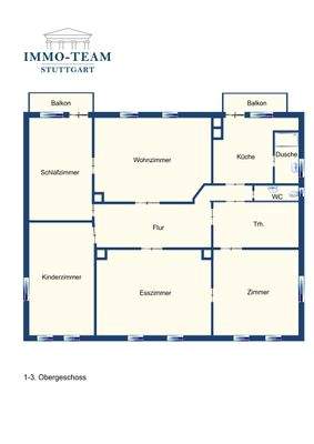 Grundriss 1. bis 3. Obergeschoss