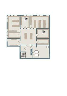 Keller mit beispielhafter Einrichtung / Regale