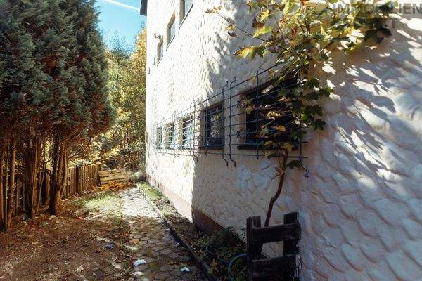 Gartenbereich hinter dem Haus am Fluss