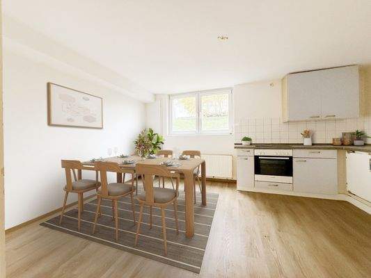 Virtual Staging Esszimmer-Küche-Souterrain