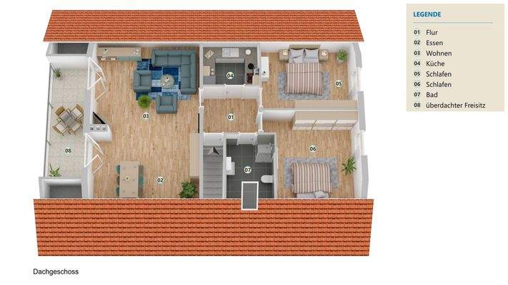 Grundrissvisualisierung Dachgeschoss