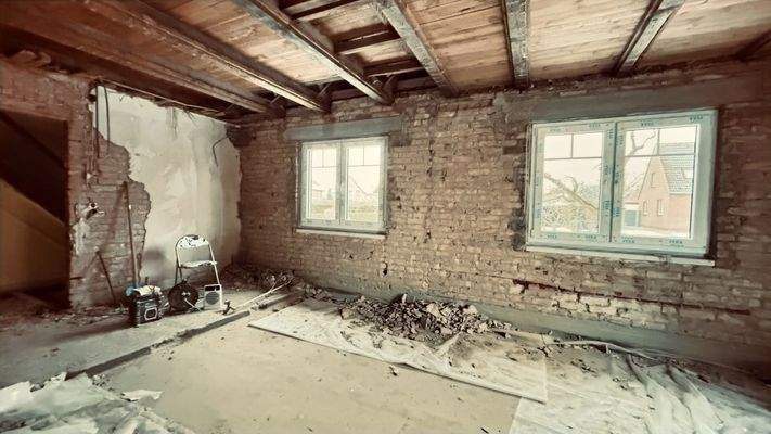 begonnene Innenarbeiten