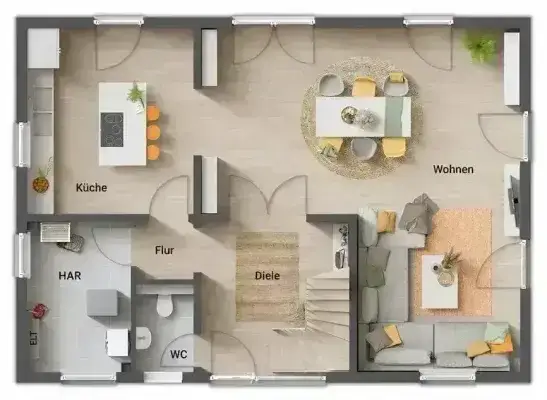 Einfamilienhaus Landhaus Modern 142 Grundriss Erdg