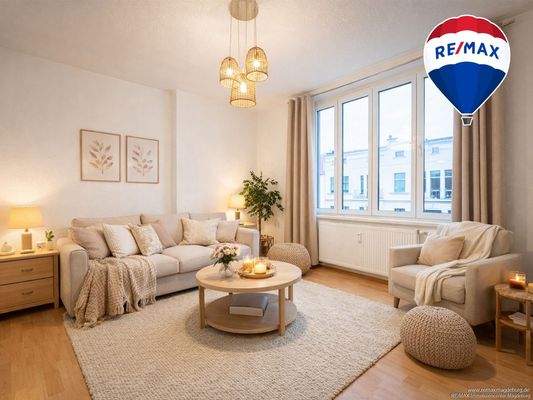 Wohnzimmer - KI-möbliert 