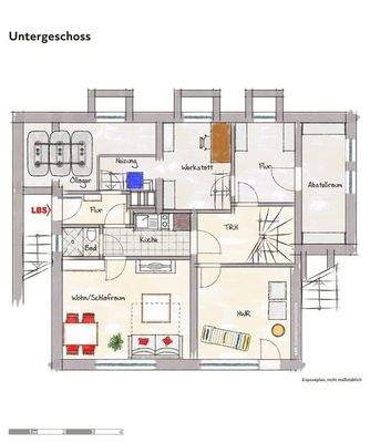 Grundriss Untergeschoss, beispielhaft