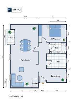 Grundriß mit Maßen