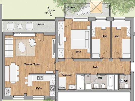 Idealer WG-Grundriss