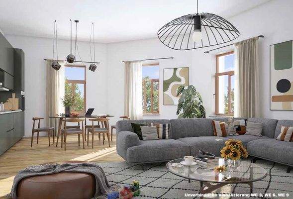 Wohnraum WE 3,6, 9 (visualisiert)