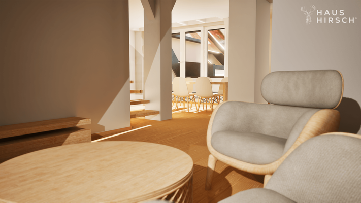 Blick aus Wohnzimmer in Essbereich