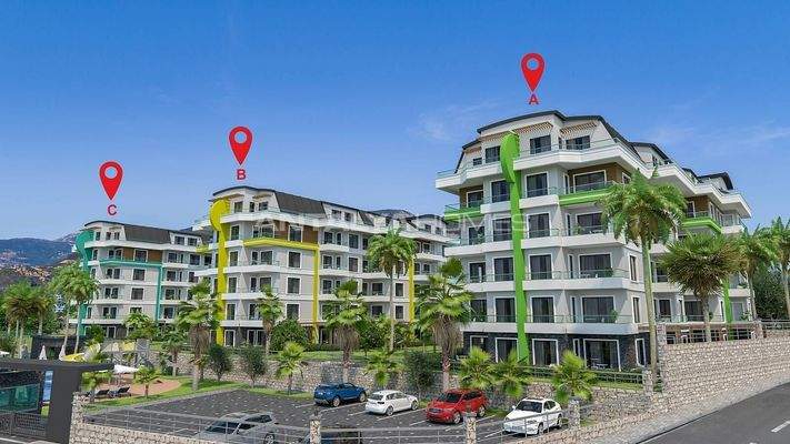 Sea View Flats in a Complex with Swimming Pool in Alanya Oba